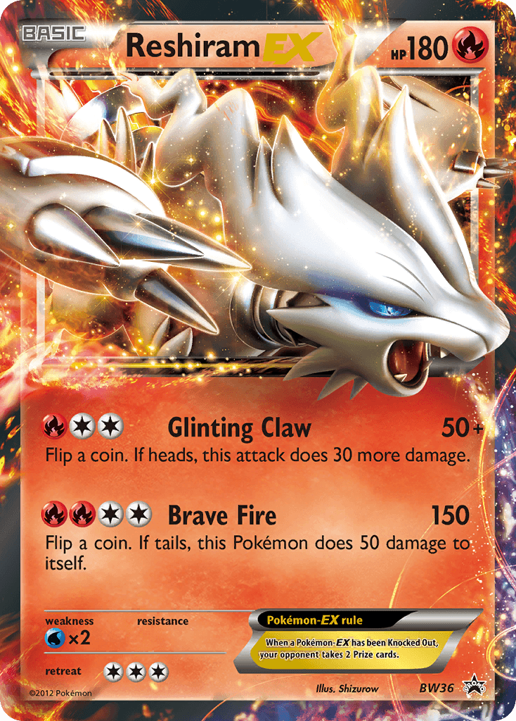 Reshiram-EX, carta BW36 de BW Black Star Promos