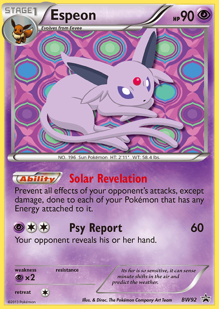 Espeon, carta BW92 de BW Black Star Promos