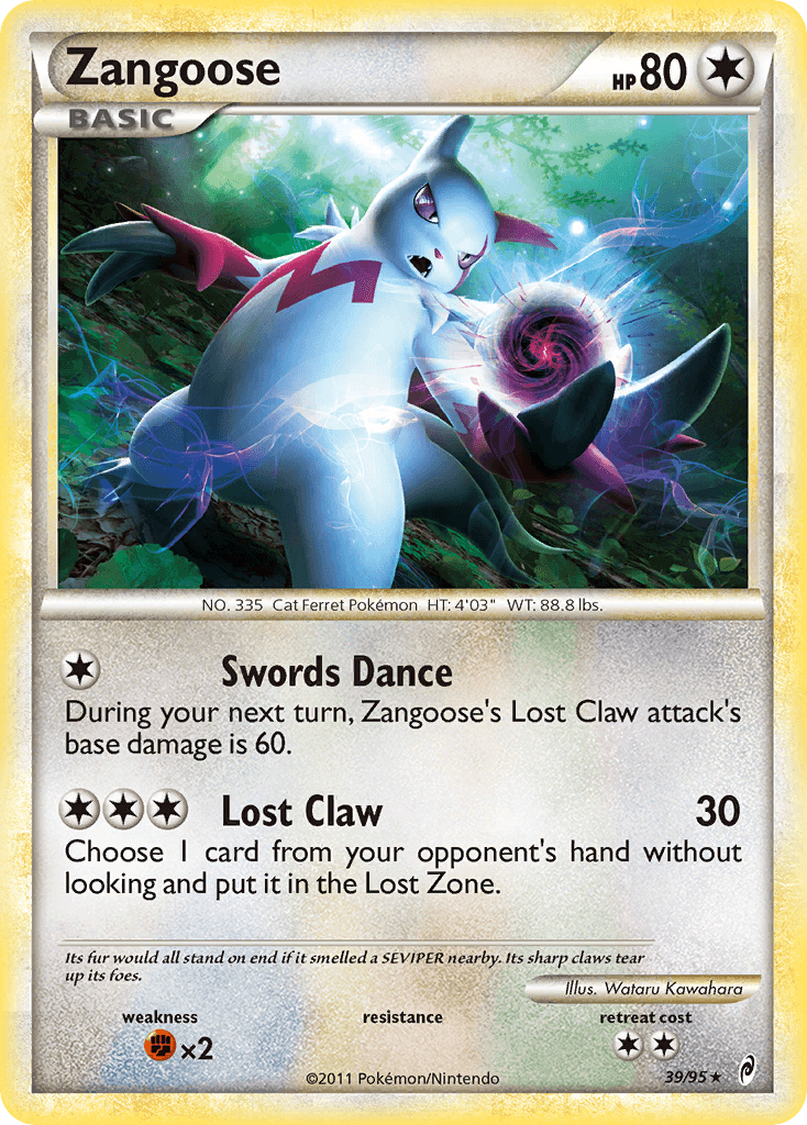 Zangoose, carta 39 de Call of Legends