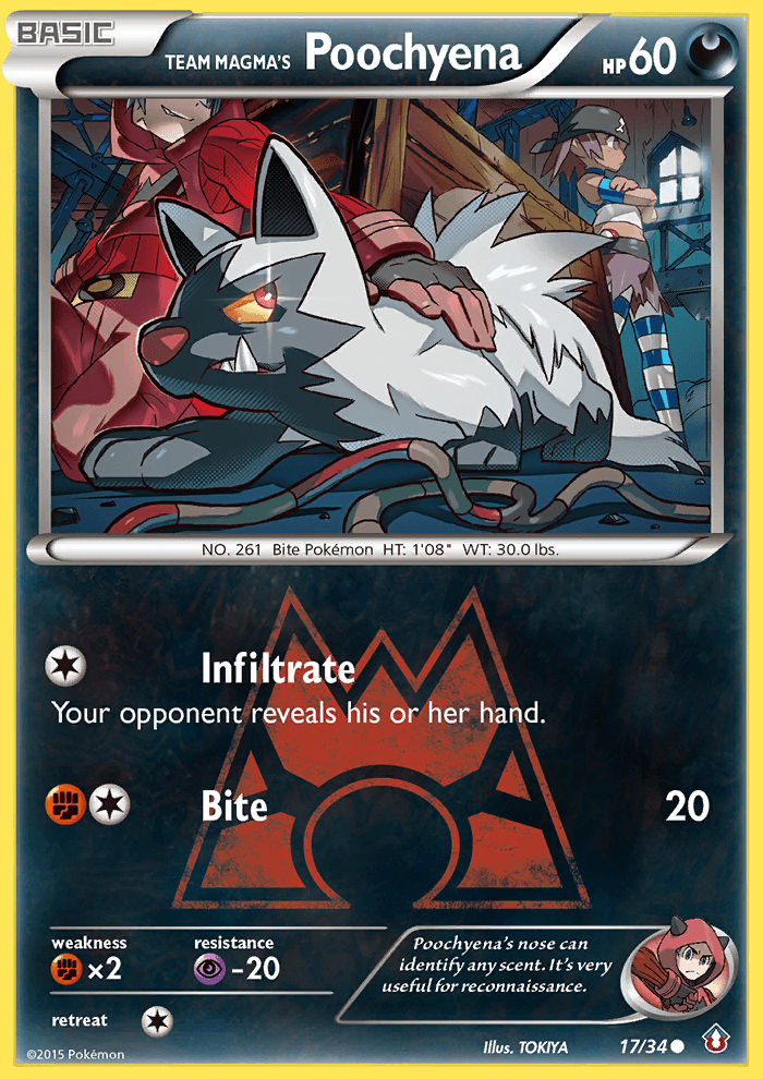 Team Magma's Poochyena, carta 17 de Double Crisis