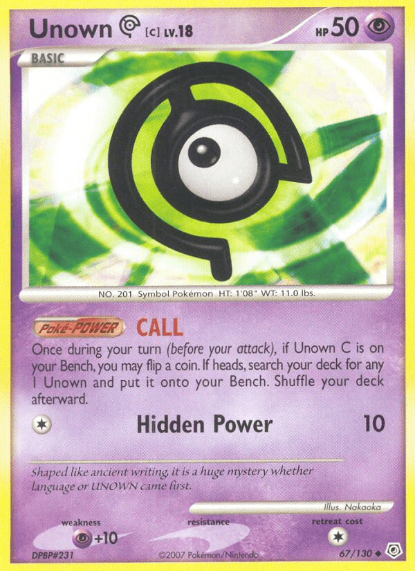 Unown C, carta 67 de Diamond & Pearl