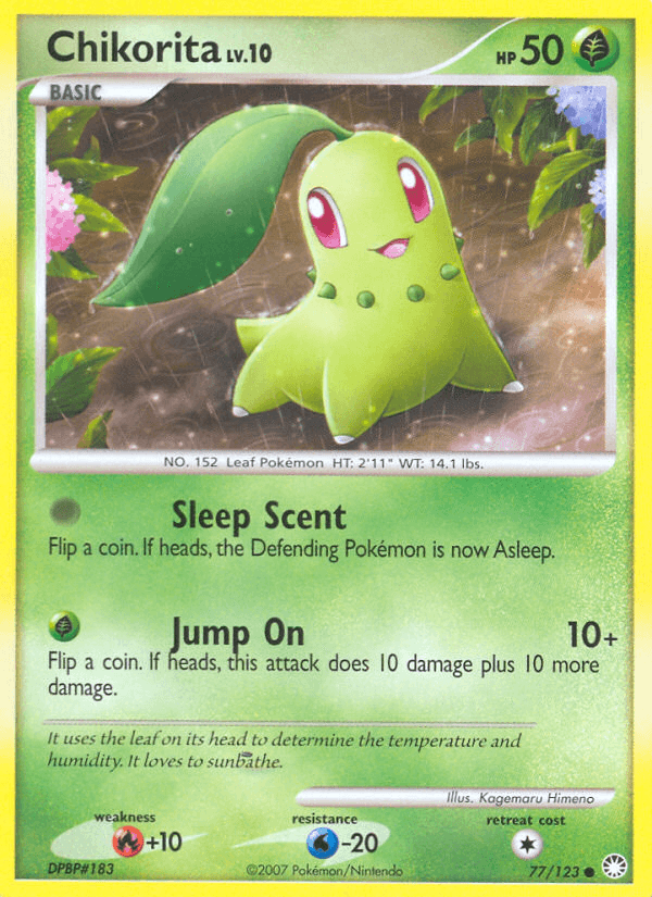 Chikorita, carta 77 de Mysterious Treasures