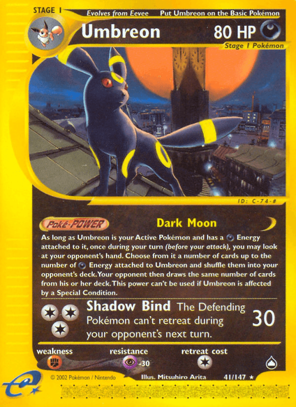 Umbreon, carta 41 de Aquapolis