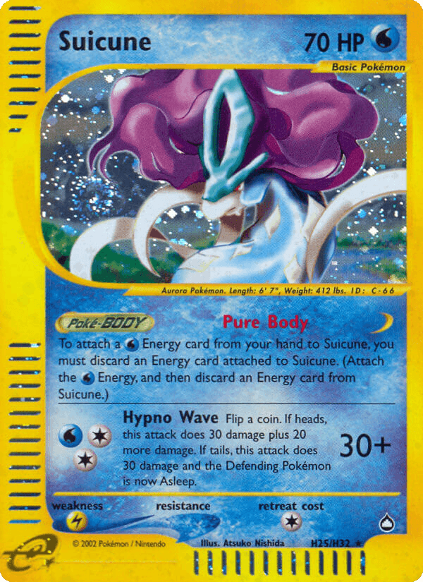 Suicune, carta H25 de Aquapolis