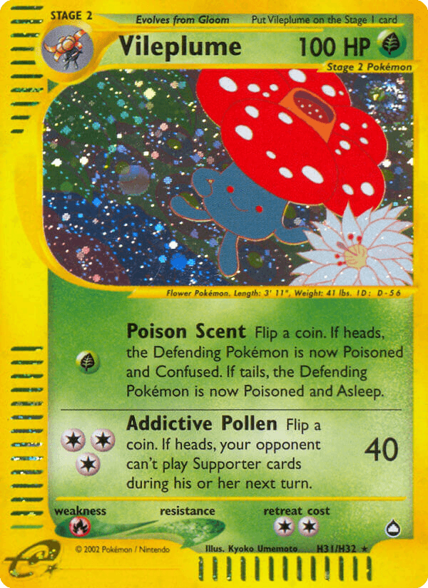Vileplume, carta H31 de Aquapolis