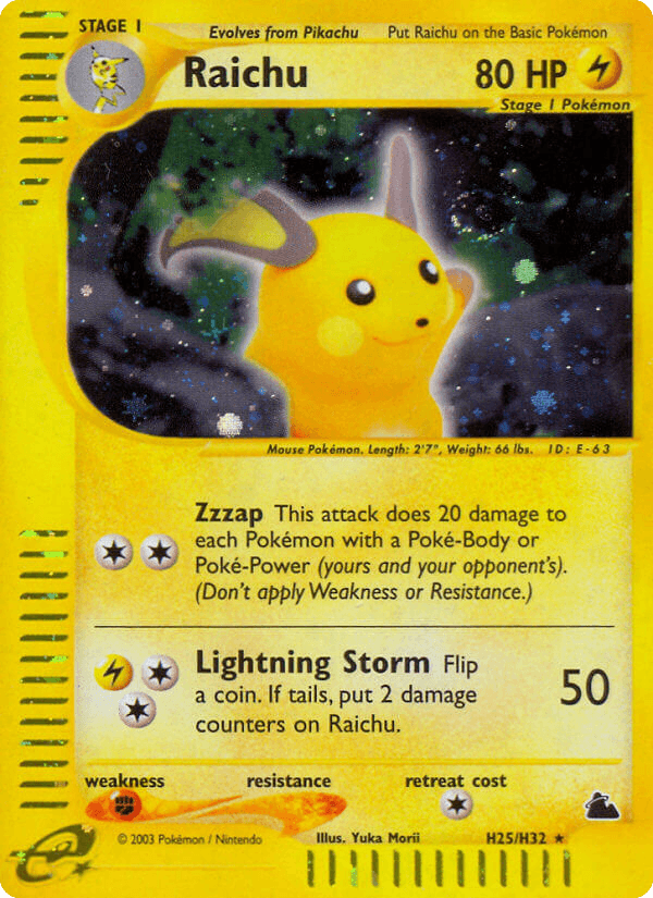 Raichu, carta H25 de Skyridge