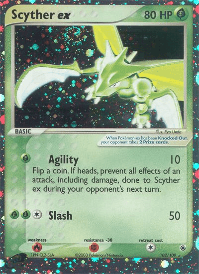 Scyther ex, carta 102 de Ruby & Sapphire