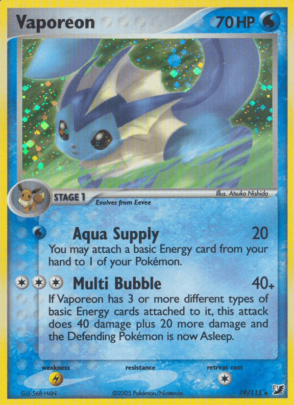 Vaporeon, carta 19 de Unseen Forces