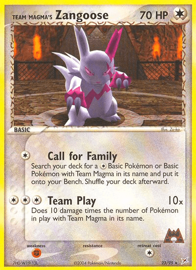 Team Magma's Zangoose, carta 23 de Team Magma vs Team Aqua