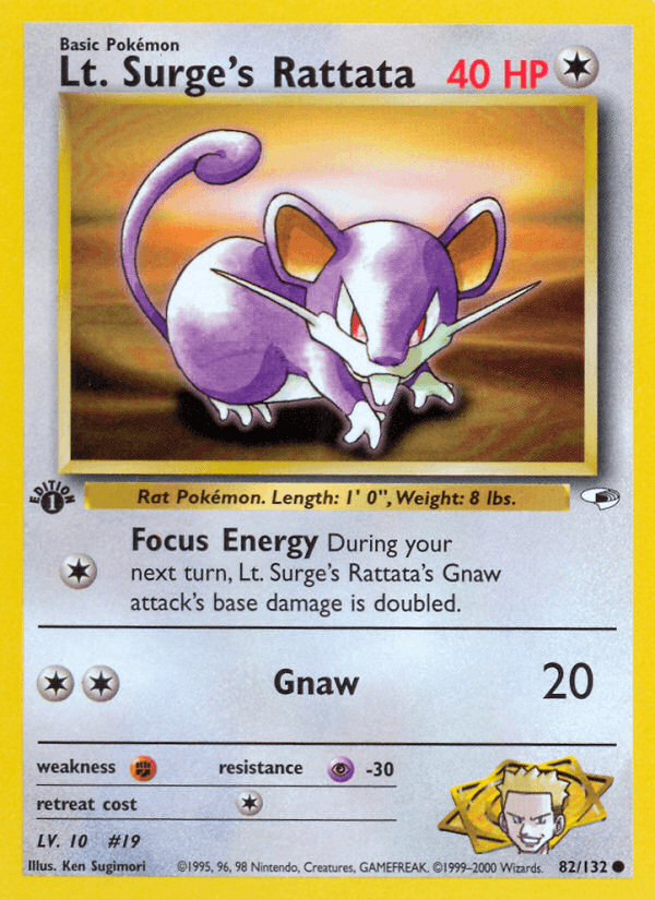 Lt. Surge's Rattata, carta 82 de Gym Heroes