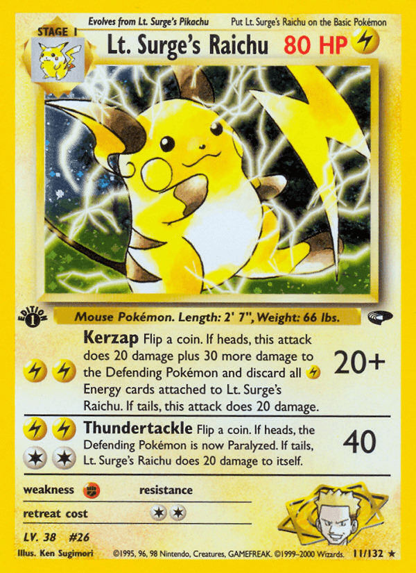 Lt. Surge's Raichu, carta 11 de Gym Challenge
