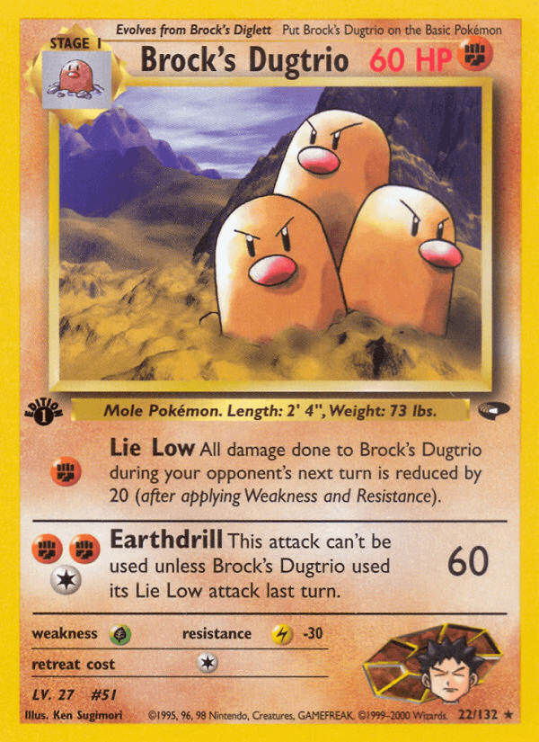 Brock's Dugtrio, carta 22 de Gym Challenge