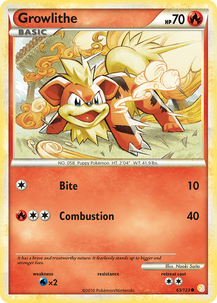 Growlithe, carta 65 de HeartGold SoulSilver