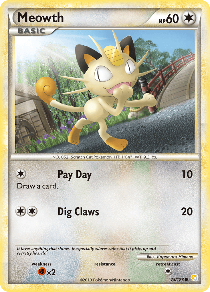 Meowth, carta 75 de HeartGold SoulSilver