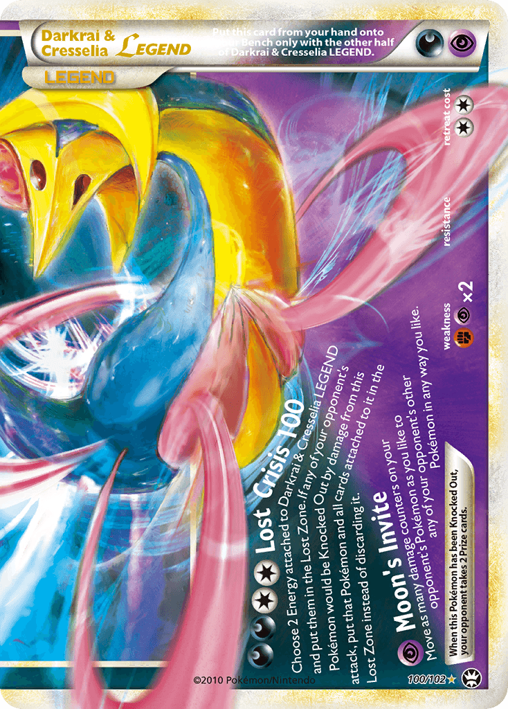 Darkrai & Cresselia LEGEND, carta 100 de Triumphant