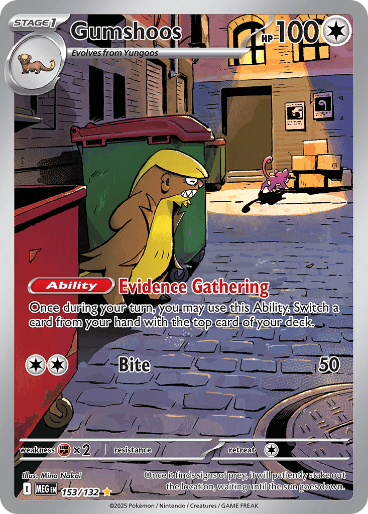 Gumshoos, carta 153 de Mega Evolution