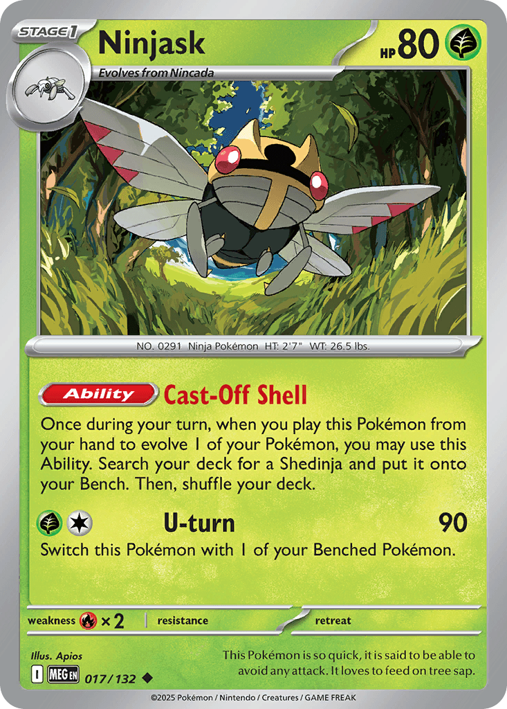 Ninjask, carta 017 de Mega Evolution