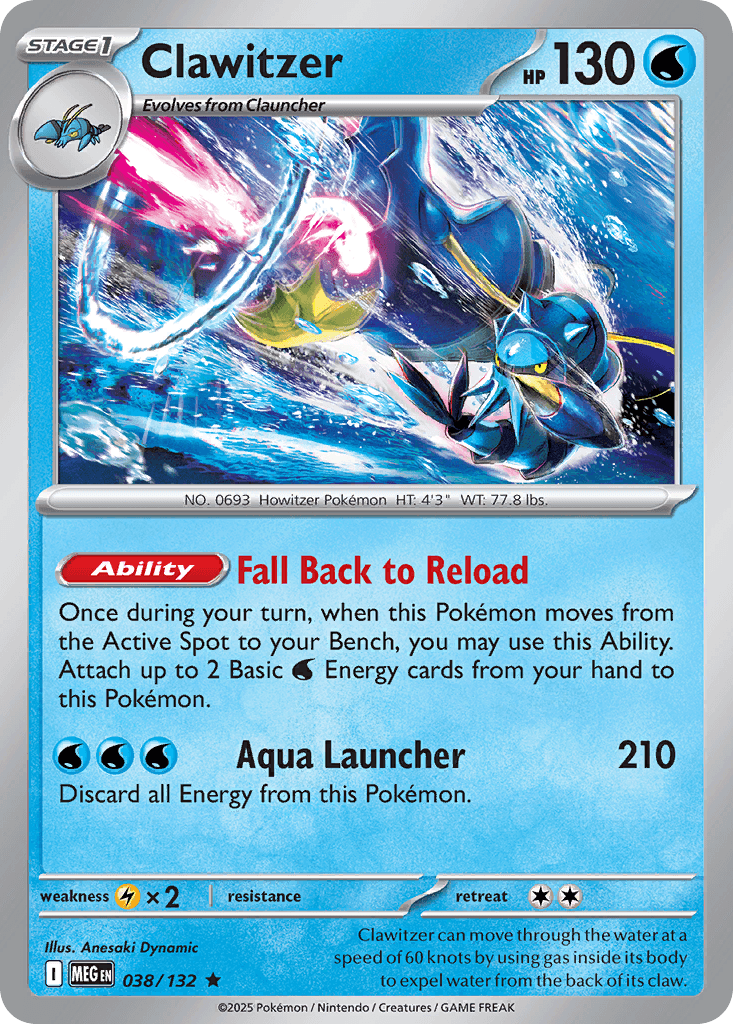Clawitzer, carta 038 de Mega Evolution