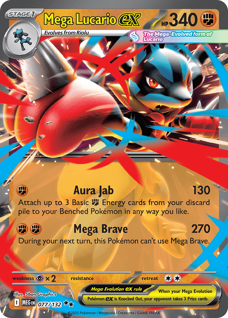Mega Lucario ex, carta 077 de Mega Evolution
