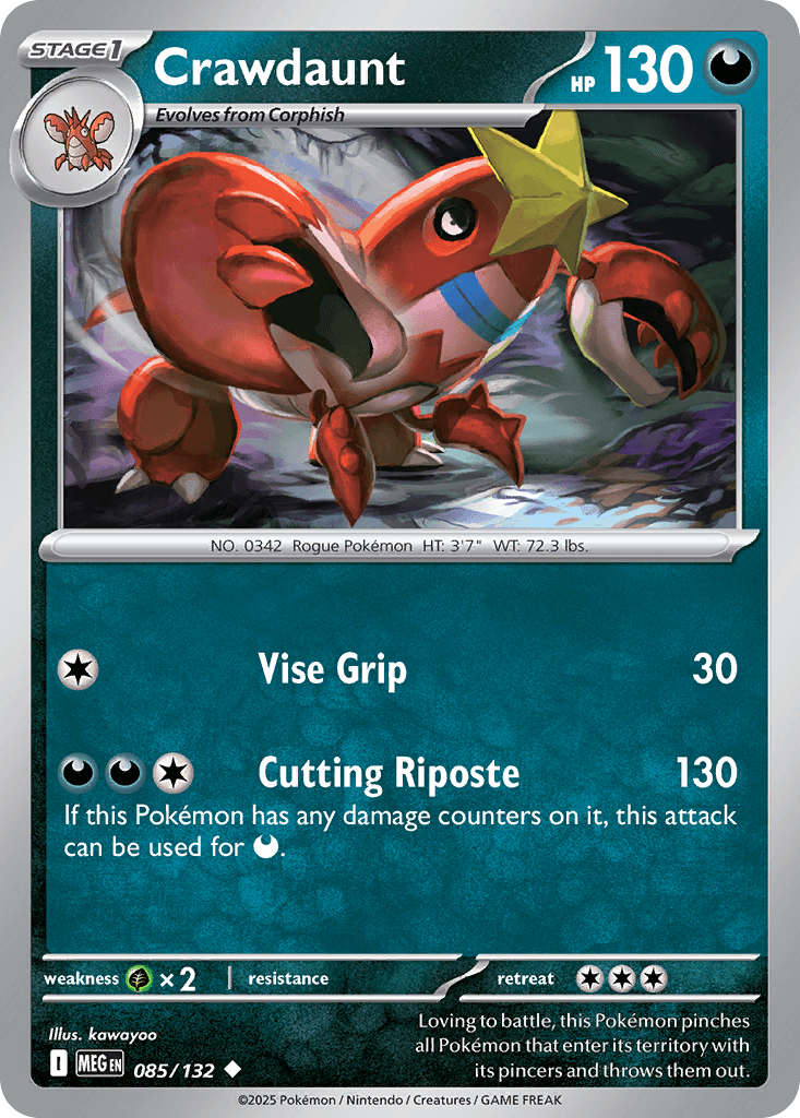 Crawdaunt, carta 085 de Mega Evolution