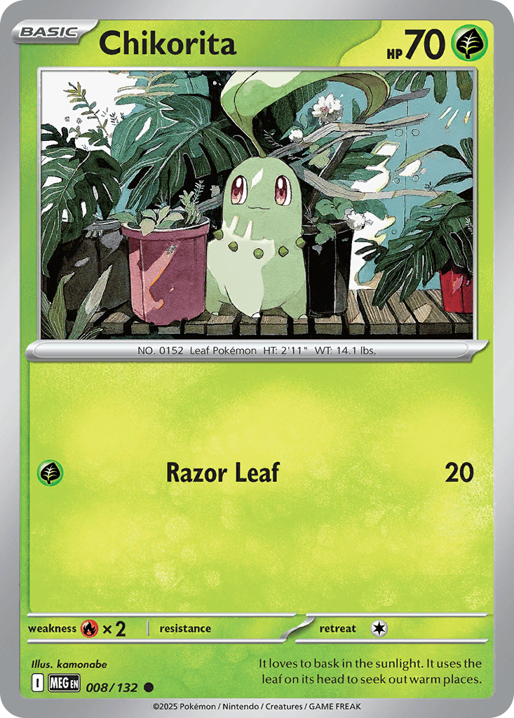 Chikorita, carta 008 de Mega Evolution