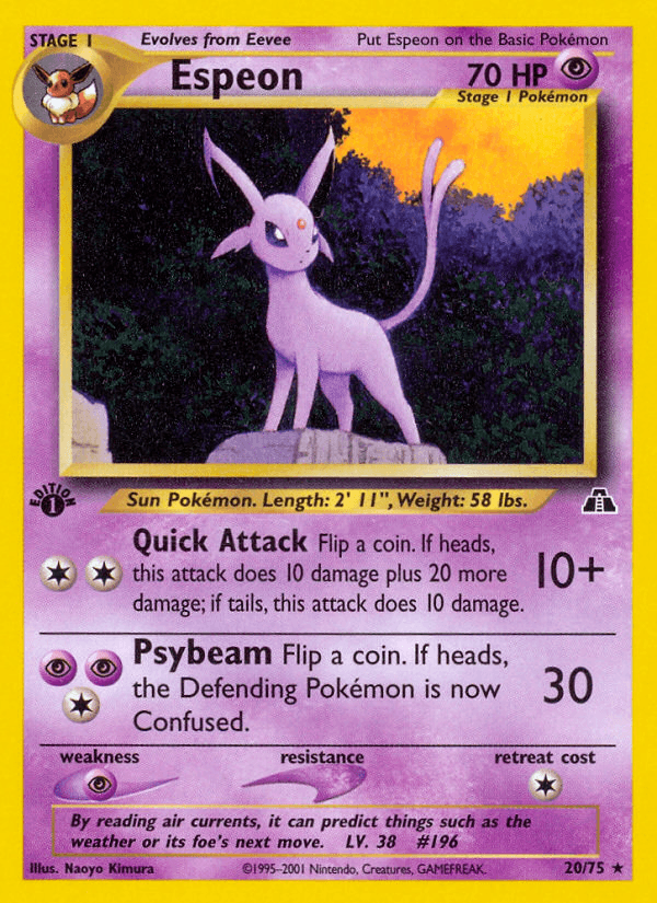Espeon, carta 20 de Neo Discovery