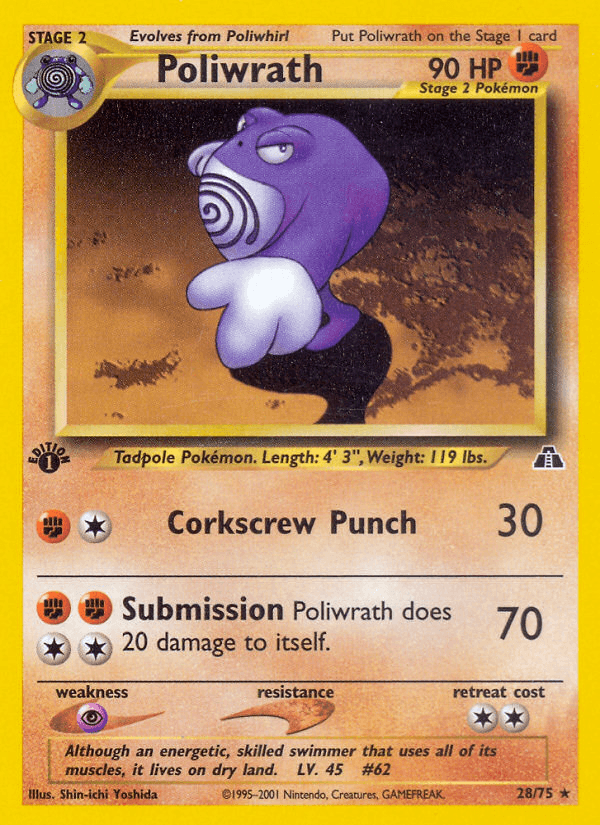 Poliwrath, carta 28 de Neo Discovery