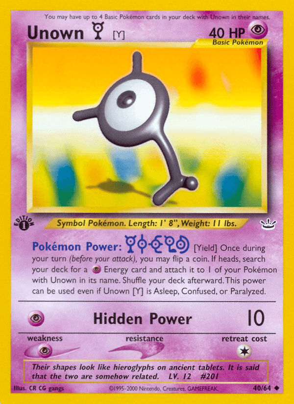 Unown [Y], carta 40 de Neo Revelation