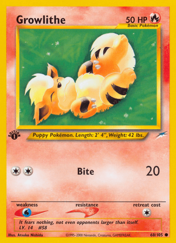 Growlithe, carta 68 de Neo Destiny