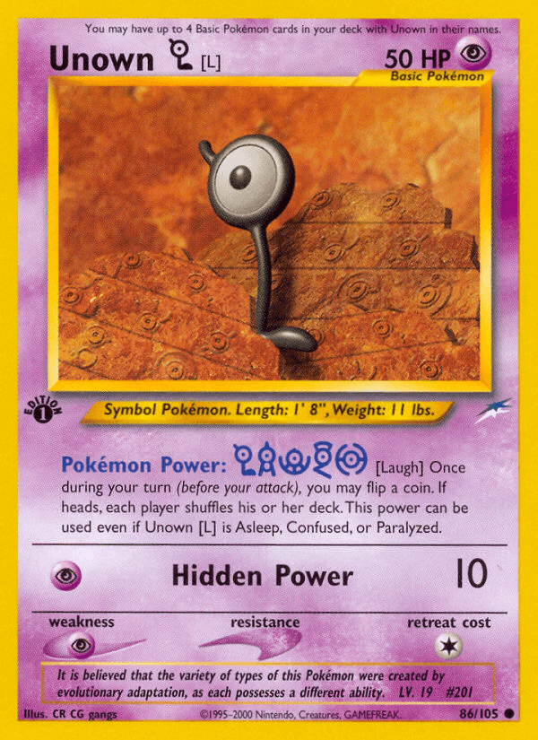 Unown [L], carta 86 de Neo Destiny