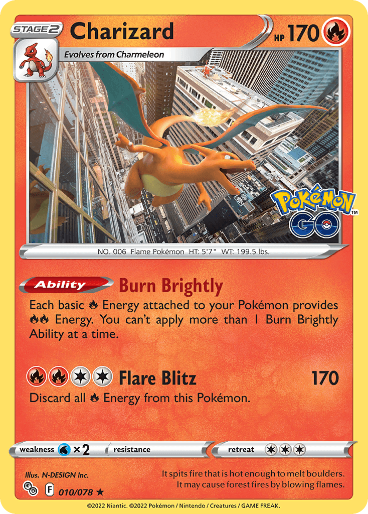 Charizard, carta 010 de Pokémon GO