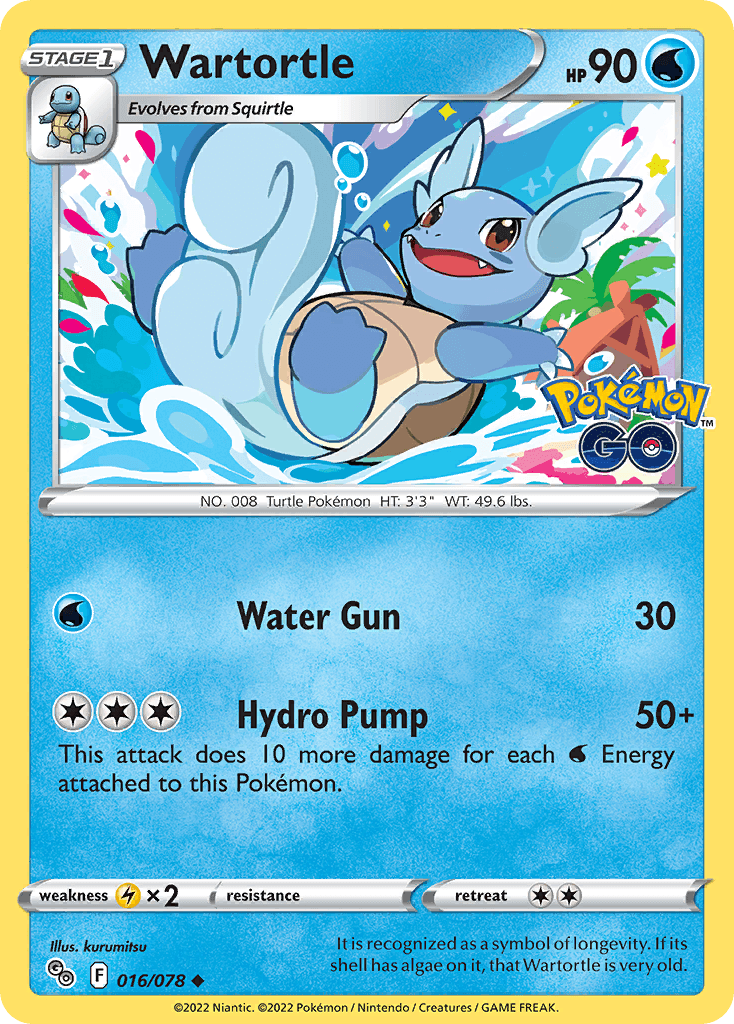 Wartortle, carta 016 de Pokémon GO