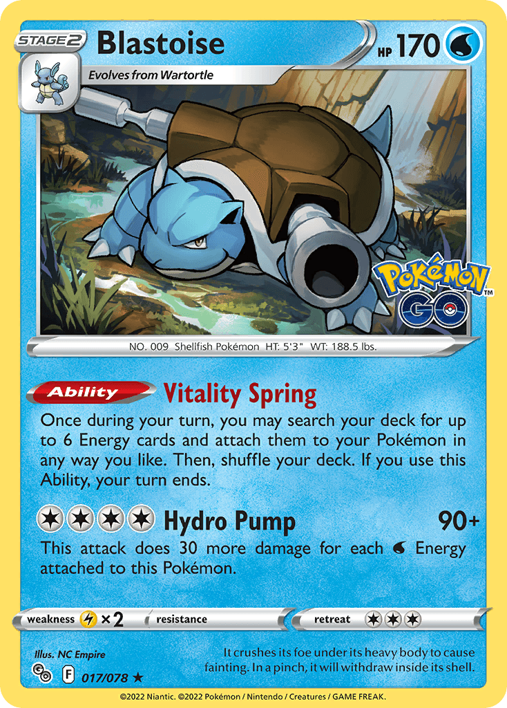 Blastoise, carta 017 de Pokémon GO