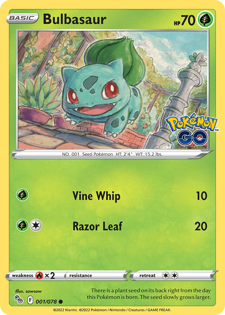 Bulbasaur, carta 001 de Pokémon GO