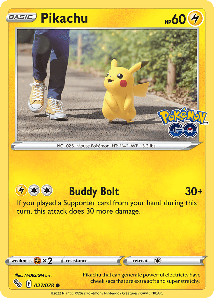 Pikachu, carta 027 de Pokémon GO