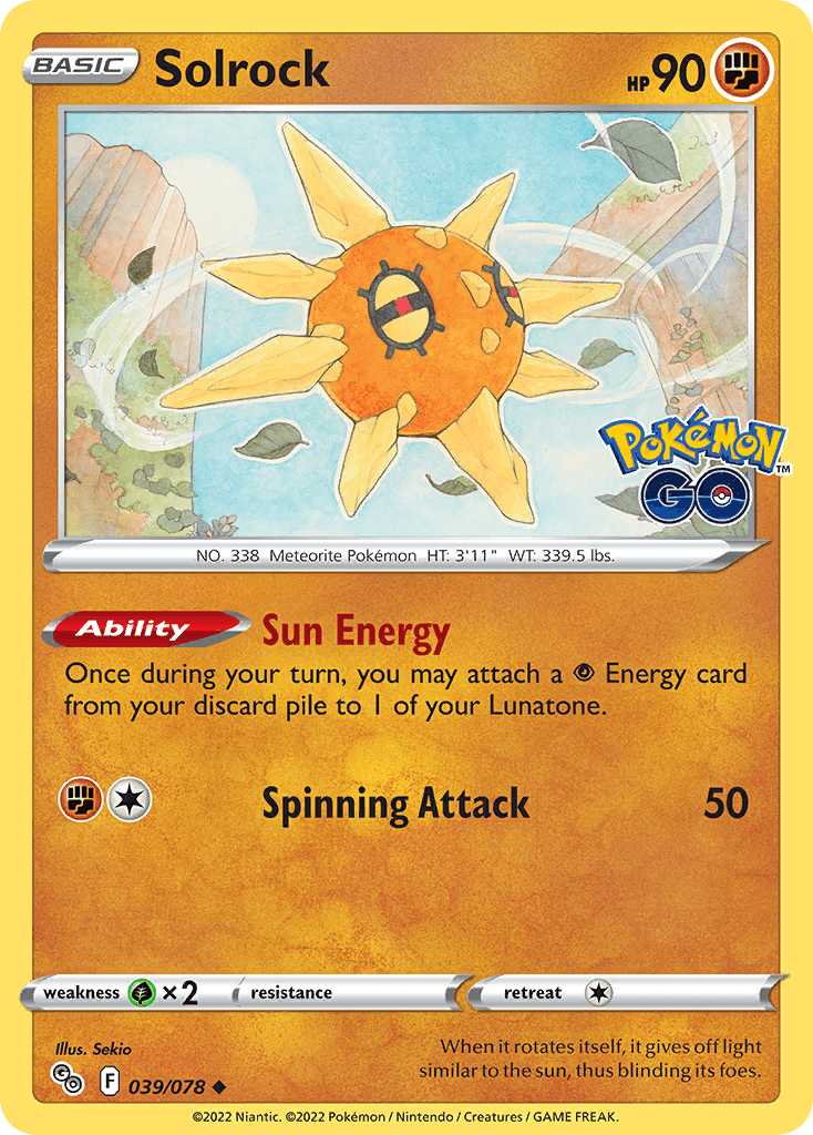 Solrock, carta 039 de Pokémon GO