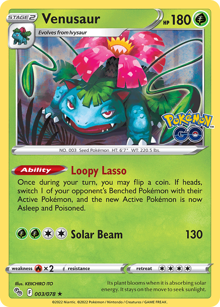 Venusaur, carta 003 de Pokémon GO