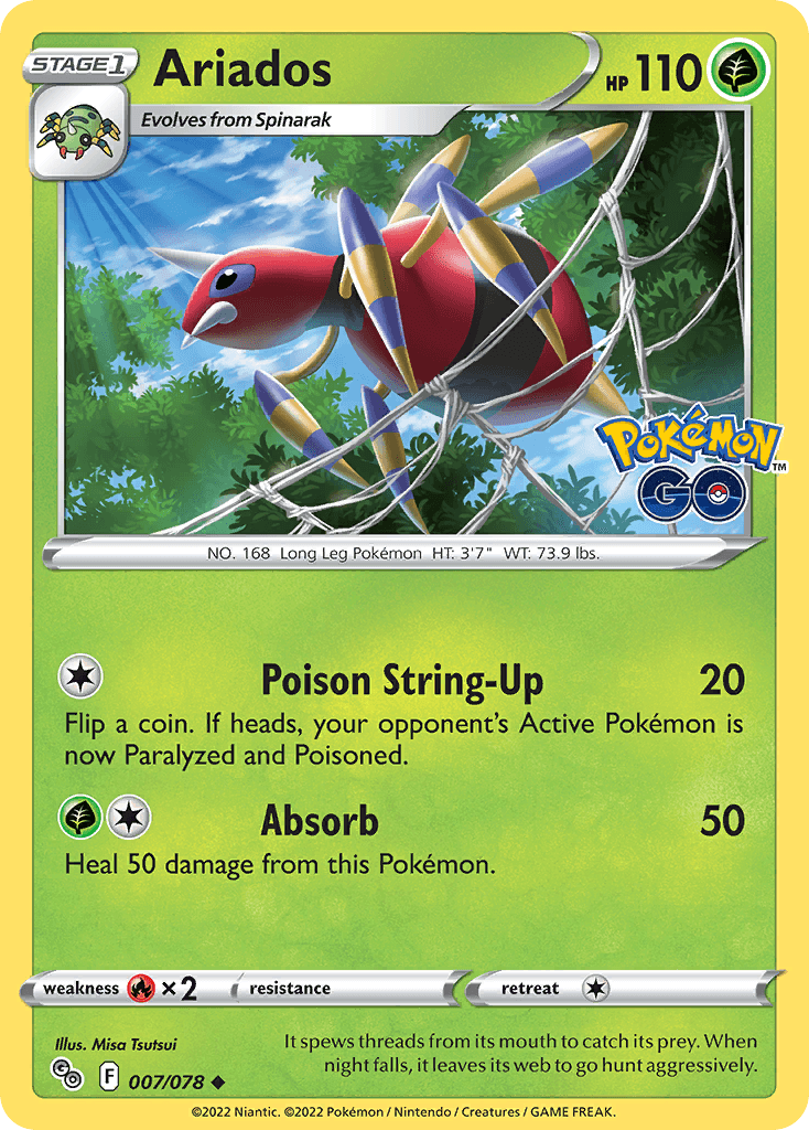 Ariados, carta 007 de Pokémon GO