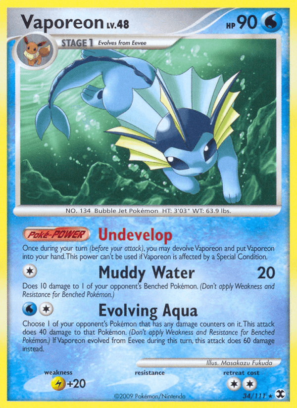 Vaporeon, carta 34 de Rising Rivals