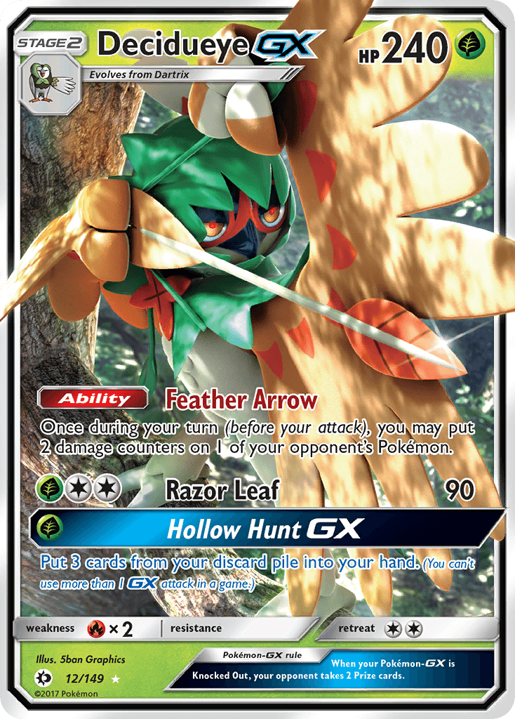 Decidueye GX, carta 12 de Sun & Moon