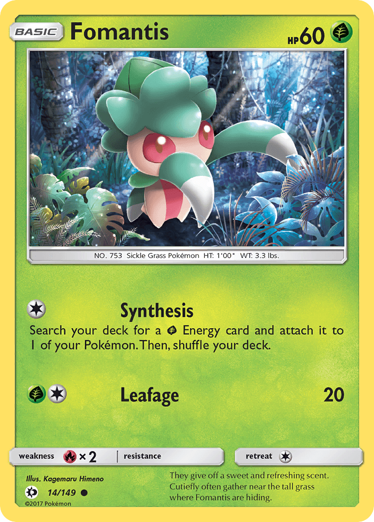 Fomantis, carta 14 de Sun & Moon