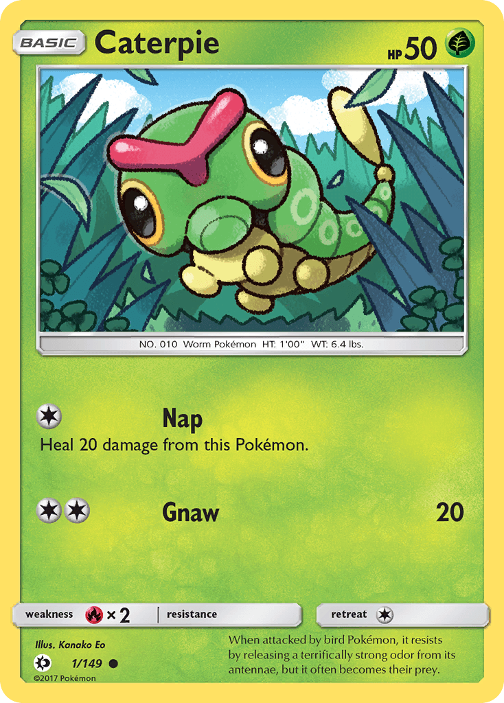 Caterpie, carta 1 de Sun & Moon