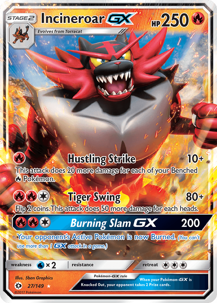 Incineroar GX, carta 27 de Sun & Moon