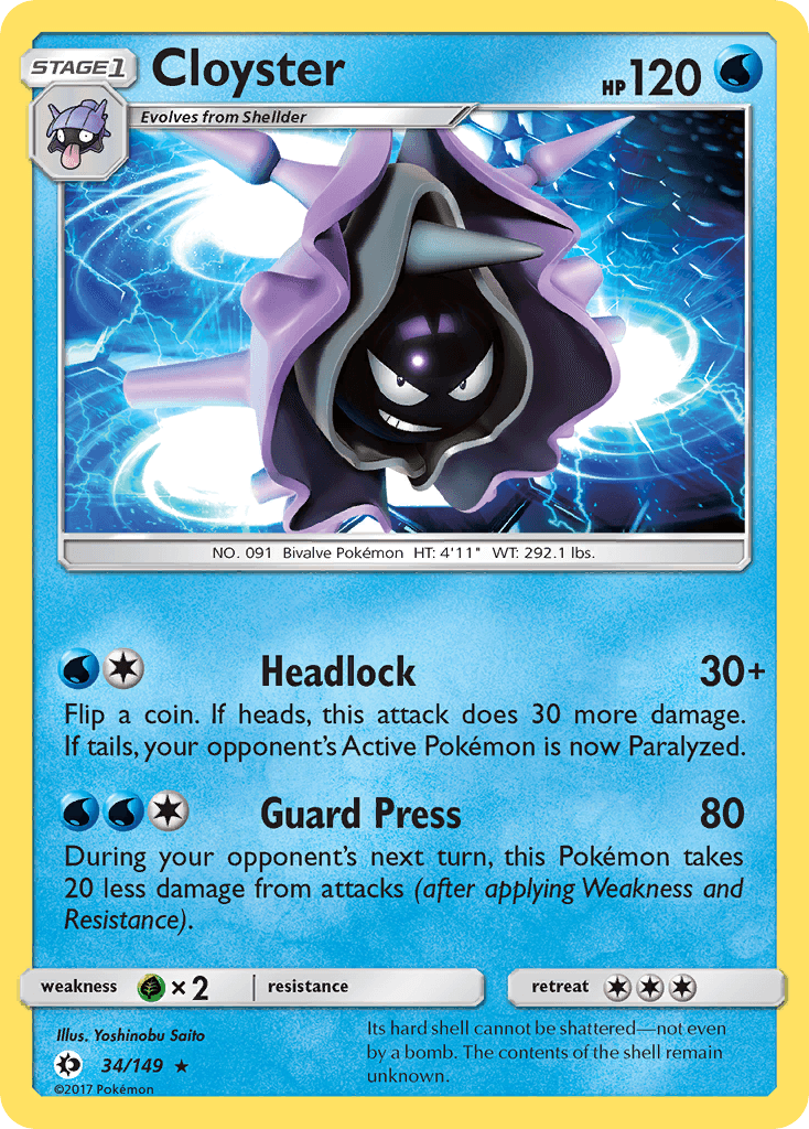Cloyster, carta 34 de Sun & Moon