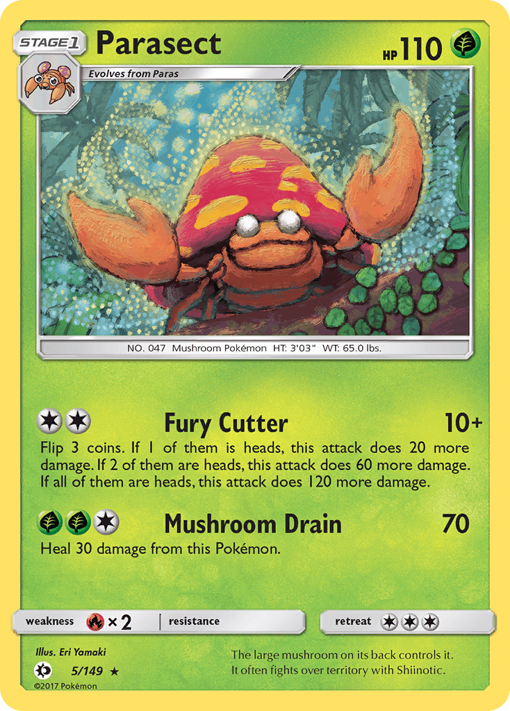 Parasect, carta 5 de Sun & Moon