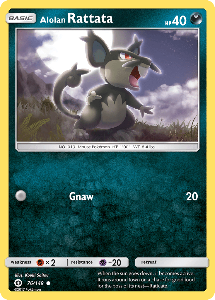 Alolan Rattata, carta 76 de Sun & Moon