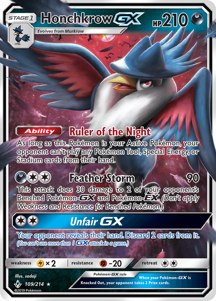 Honchkrow GX, carta 109 de Unbroken Bonds
