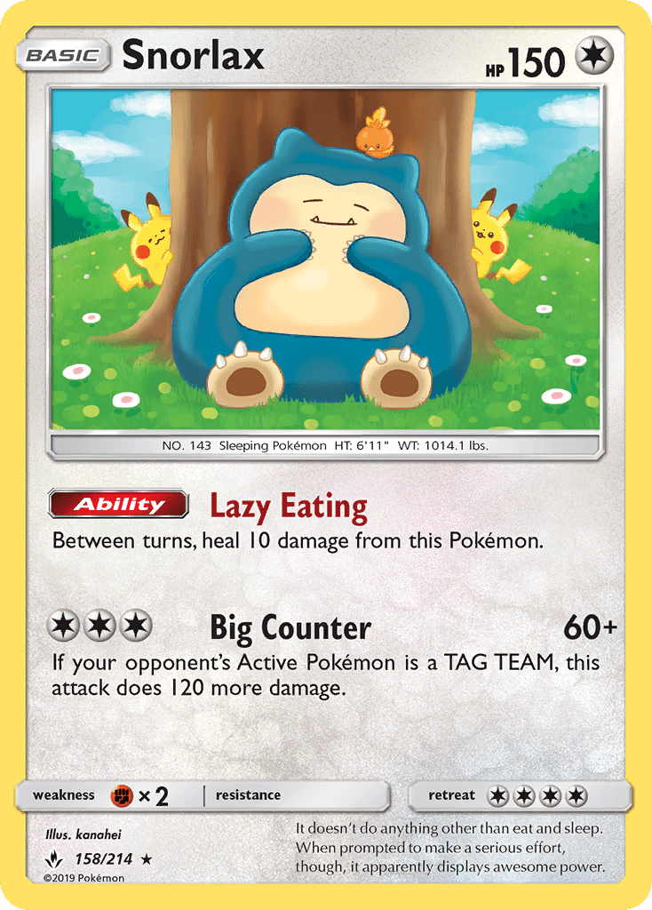 Snorlax, carta 158 de Unbroken Bonds