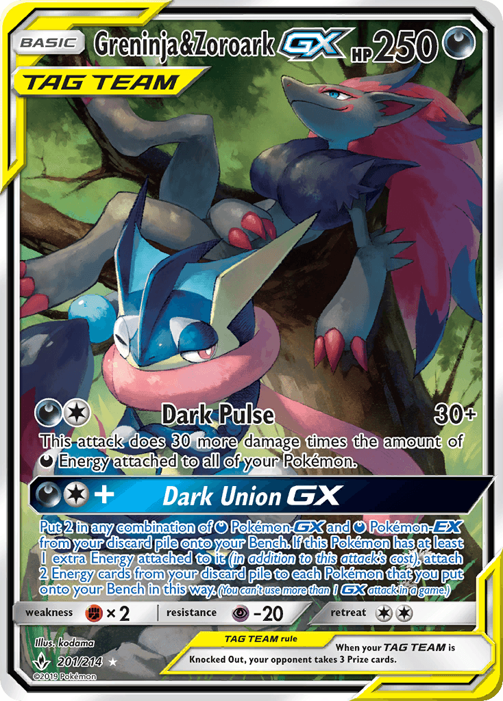 Greninja & Zoroark GX, carta 201 de Unbroken Bonds