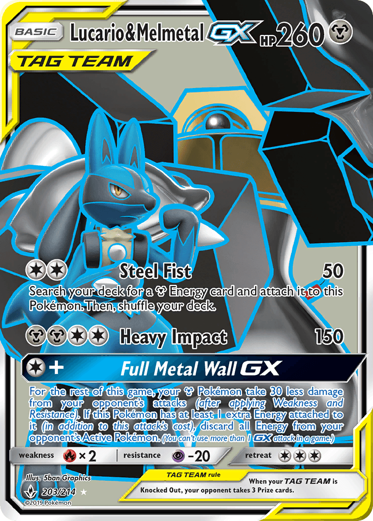 Lucario & Melmetal GX, carta 203 de Unbroken Bonds